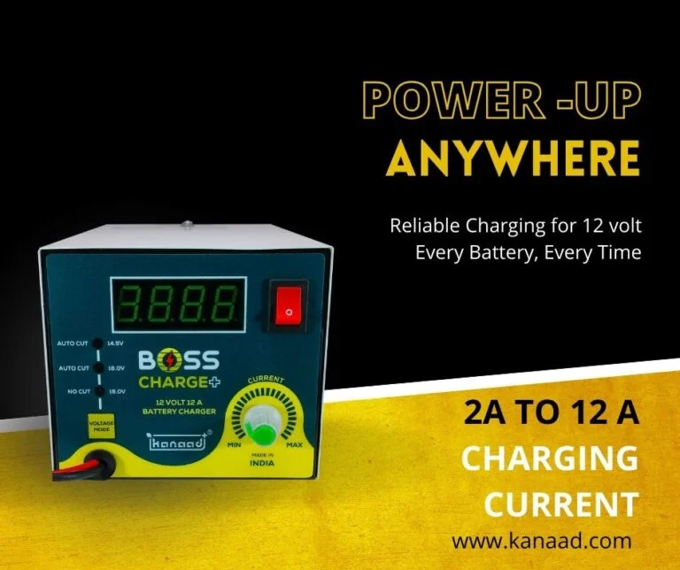 KANAAD® Boss Charge Plus- 12Volt Fully Automatic 2A to 12A Battery Charger for Car and Inverter Battery