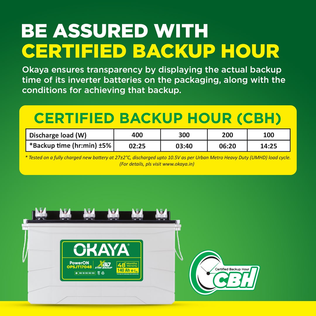 OKAYA PowerON - OPSJT 17048 140 Ah Super Jumbo Tubular Battery