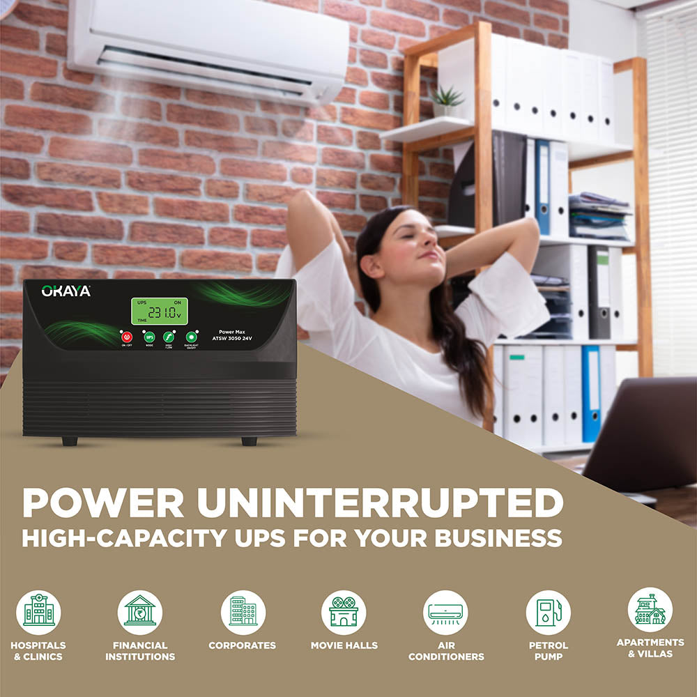 OKAYA Power Max - ATSW 3050 24V TRUE SINEWAVE HIGH CAPACITY INVERTER