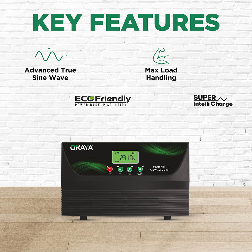 OKAYA Power Max - ATSW 3050 24V TRUE SINEWAVE HIGH CAPACITY INVERTER