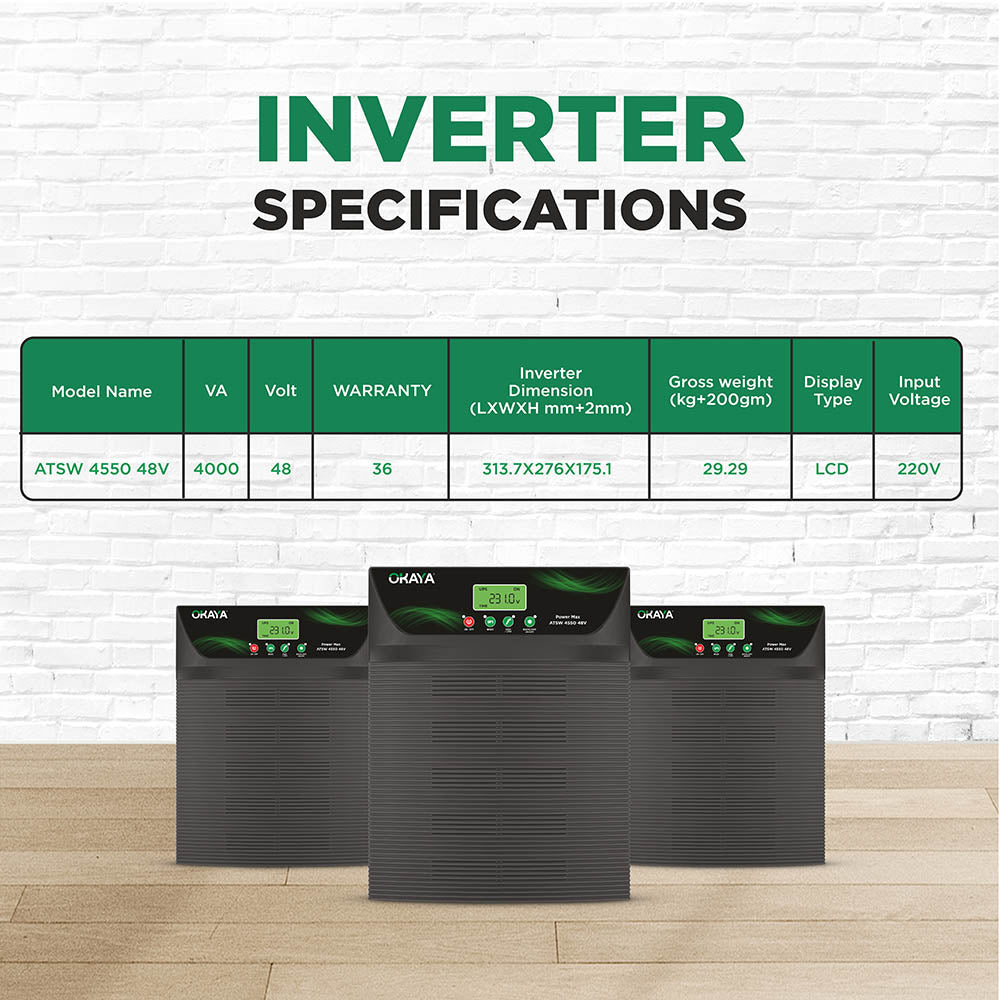 OKAYA Power Max - ATSW 4550 48V TRUE SINEWAVE HIGH CAPACITY INVERTER