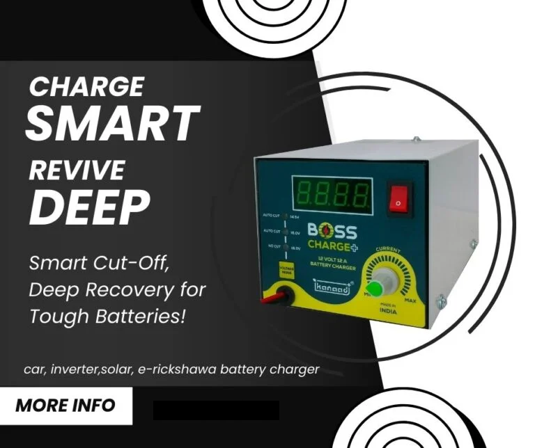 KANAAD® Boss Charge Plus- 12Volt Fully Automatic 2A to 12A Battery Charger for Car and Inverter Battery