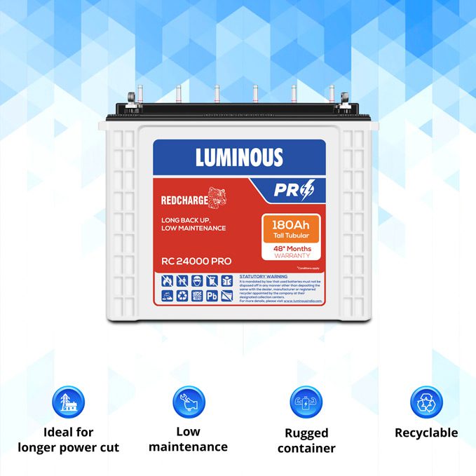 LUMINOUS BATTERY 180 AH - RC24000 PRO