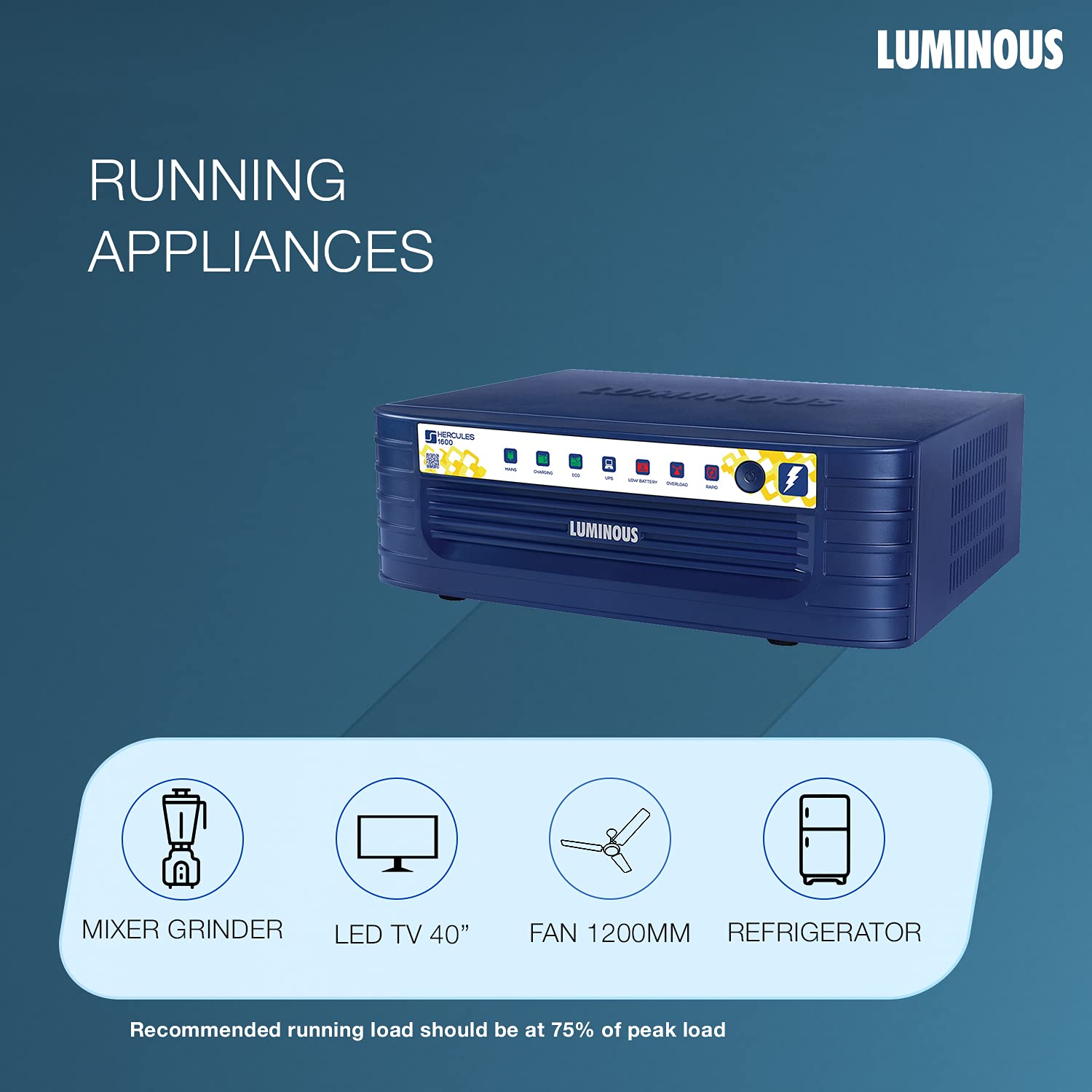 LUMINOUS HERCULES 1600 - 1400VA/12V SQUAREWAVE INVERTER