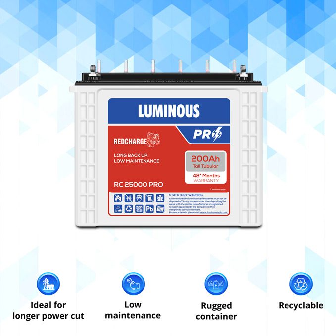 LUMINOUS BATTERY 200 AH - RC25000 PRO
