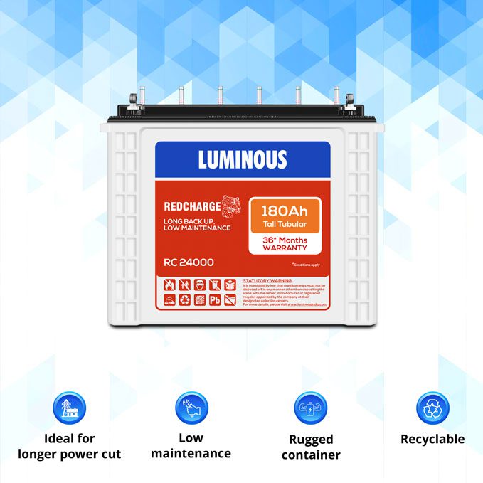 LUMINOUS BATTERY 180 AH - RC24000