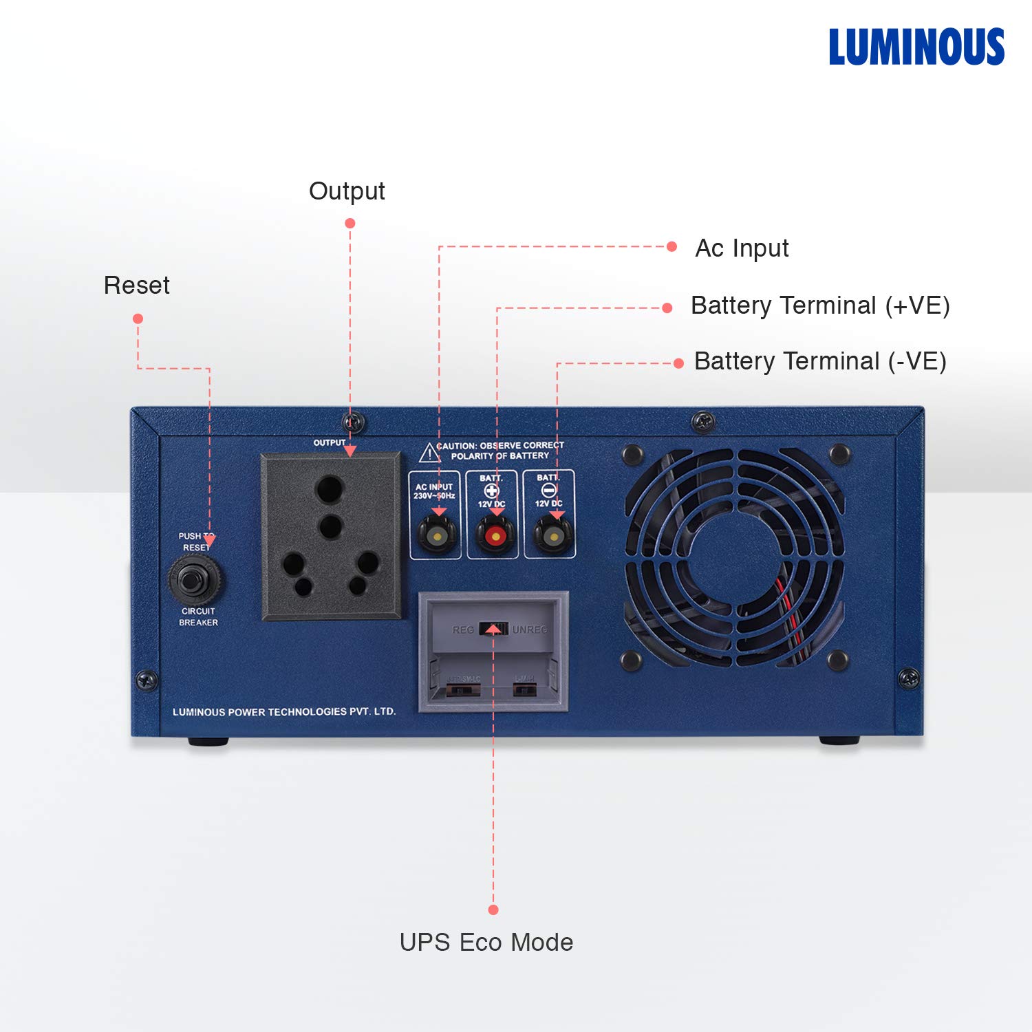 LUMINOUS ECO VOLT NEO 850 - 700VA/12V SINEWAVE INVERTER
