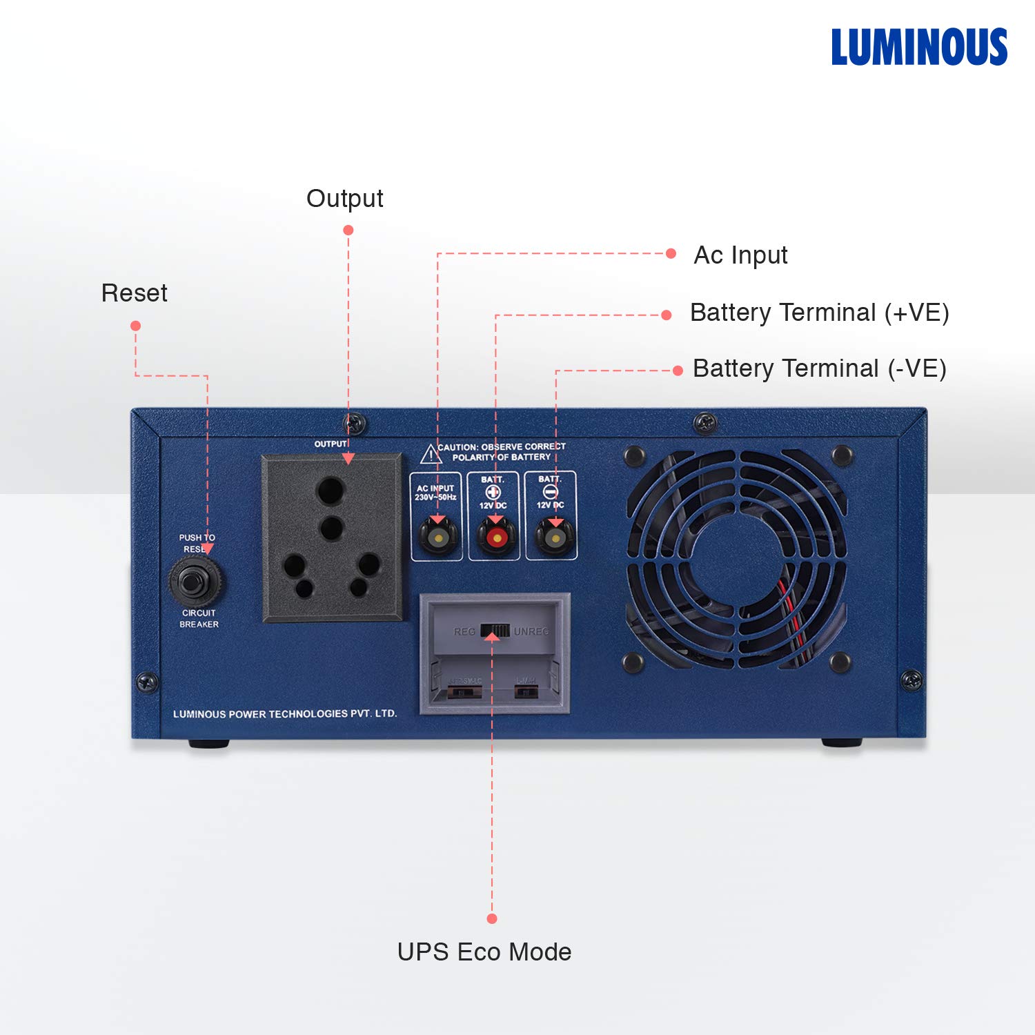 LUMINOUS ECO VOLT NEO 1050 - 900VA/12V SINEWAVE INVERTER