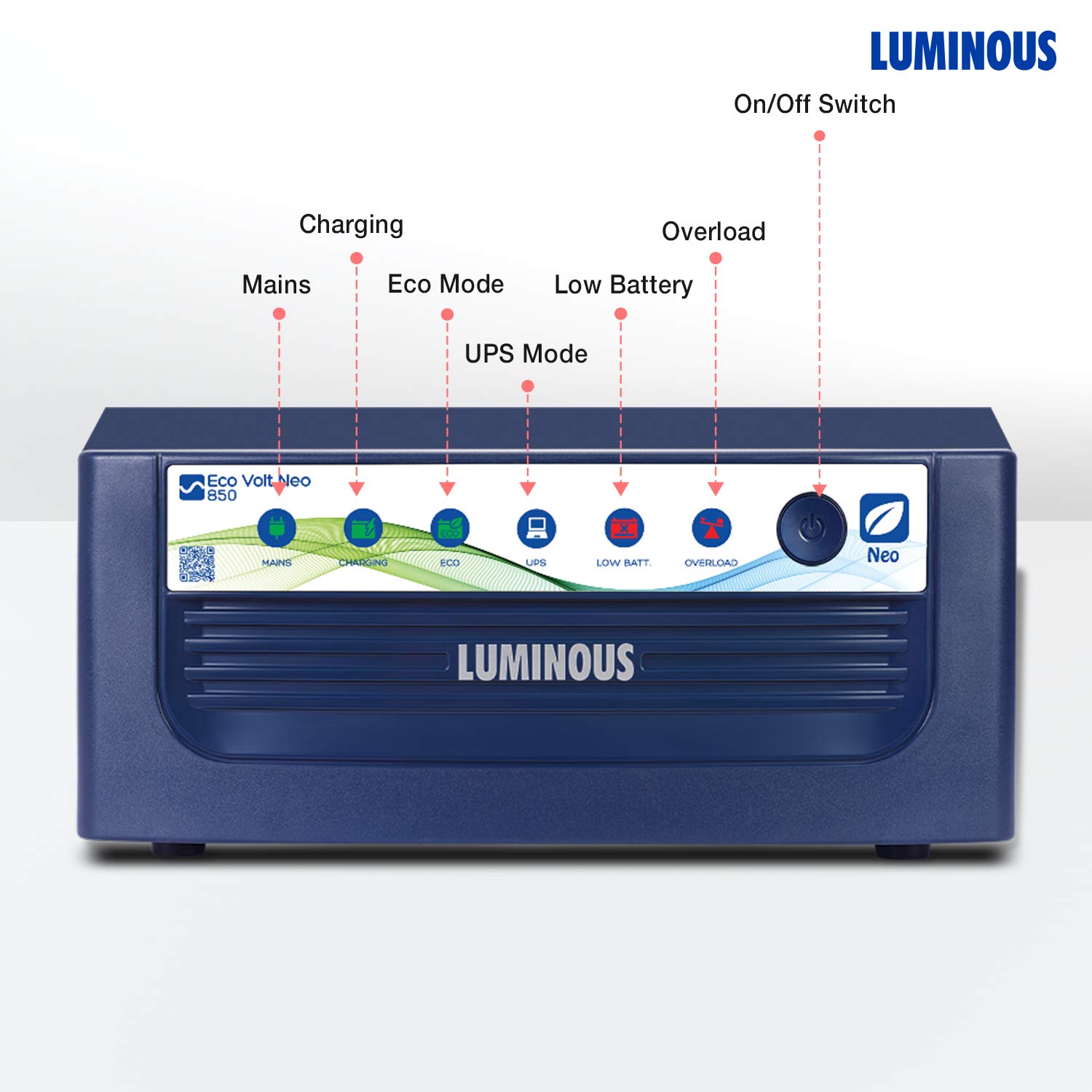 LUMINOUS ECO VOLT NEO 1250 - 1100VA/12V SINEWAVE INVERTER