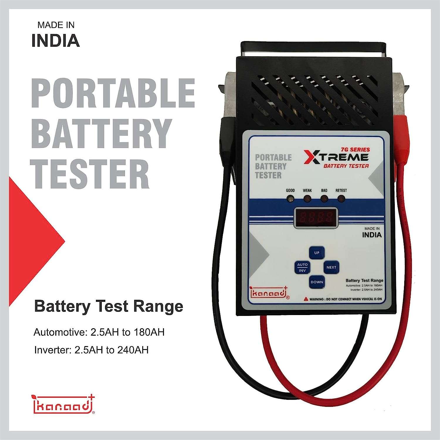 Kanaad® SBT 7G Portable Battery Load Tester for two wheeler, four wheeler and Inverter Batteries