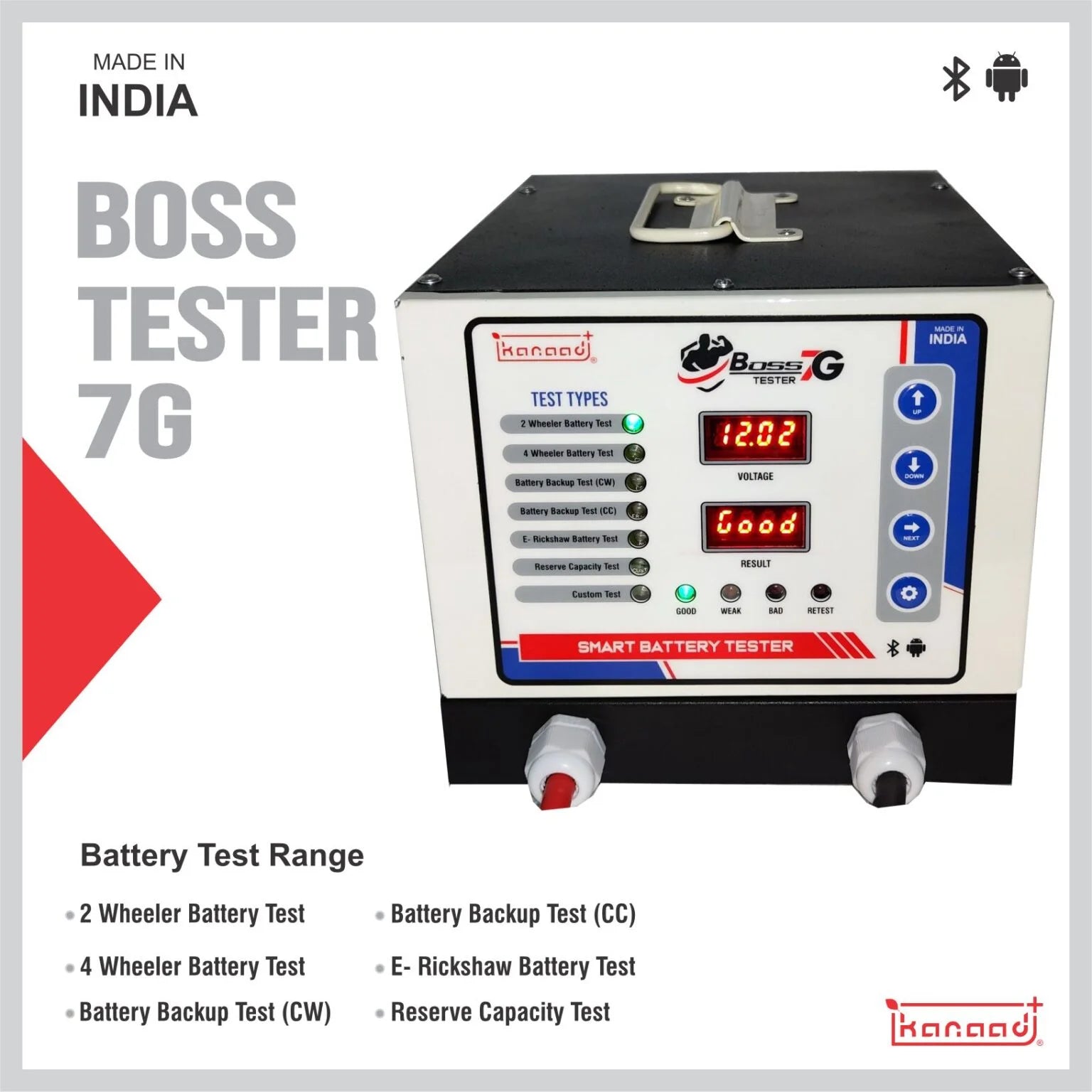 KANAAD® Boss Tester 7G with Bluetooth Printer | Battery Backup Test | HRD Load Test