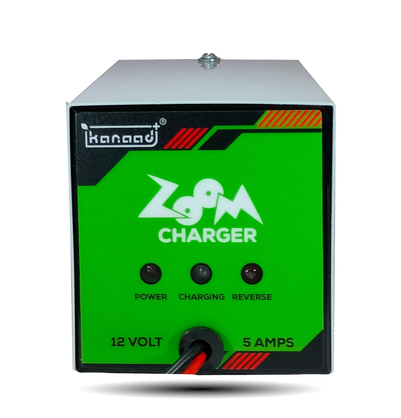 KANAAD® Zoom 12V 5A Smart Battery Charger for Car, Bike, Inverter - Automatic Cutoff, Reverse Polarity Protection, Compatible with Lead Acid & Maintenance-Free Batteries