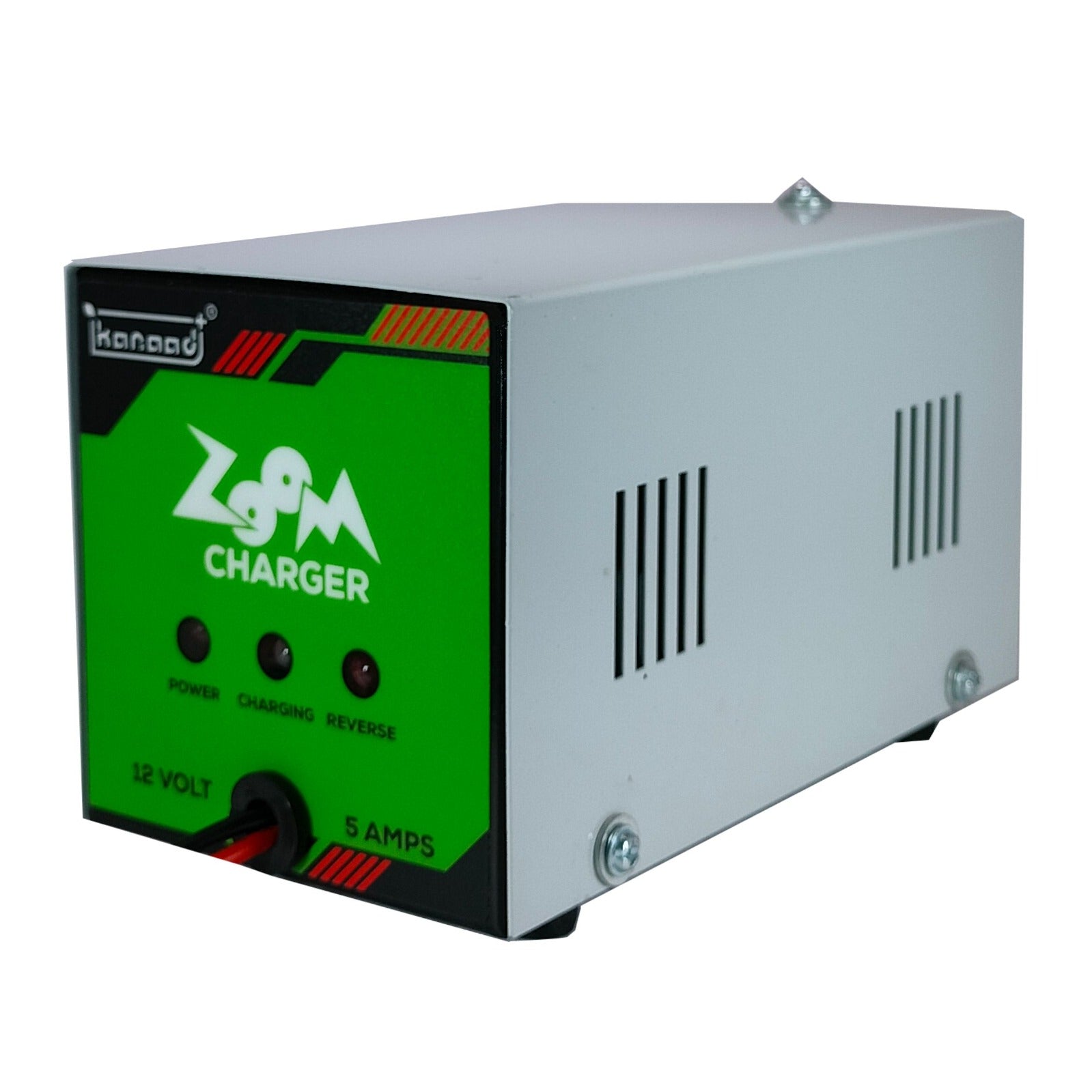 KANAAD® Zoom 12V 5A Smart Battery Charger for Car, Bike, Inverter - Automatic Cutoff, Reverse Polarity Protection, Compatible with Lead Acid & Maintenance-Free Batteries