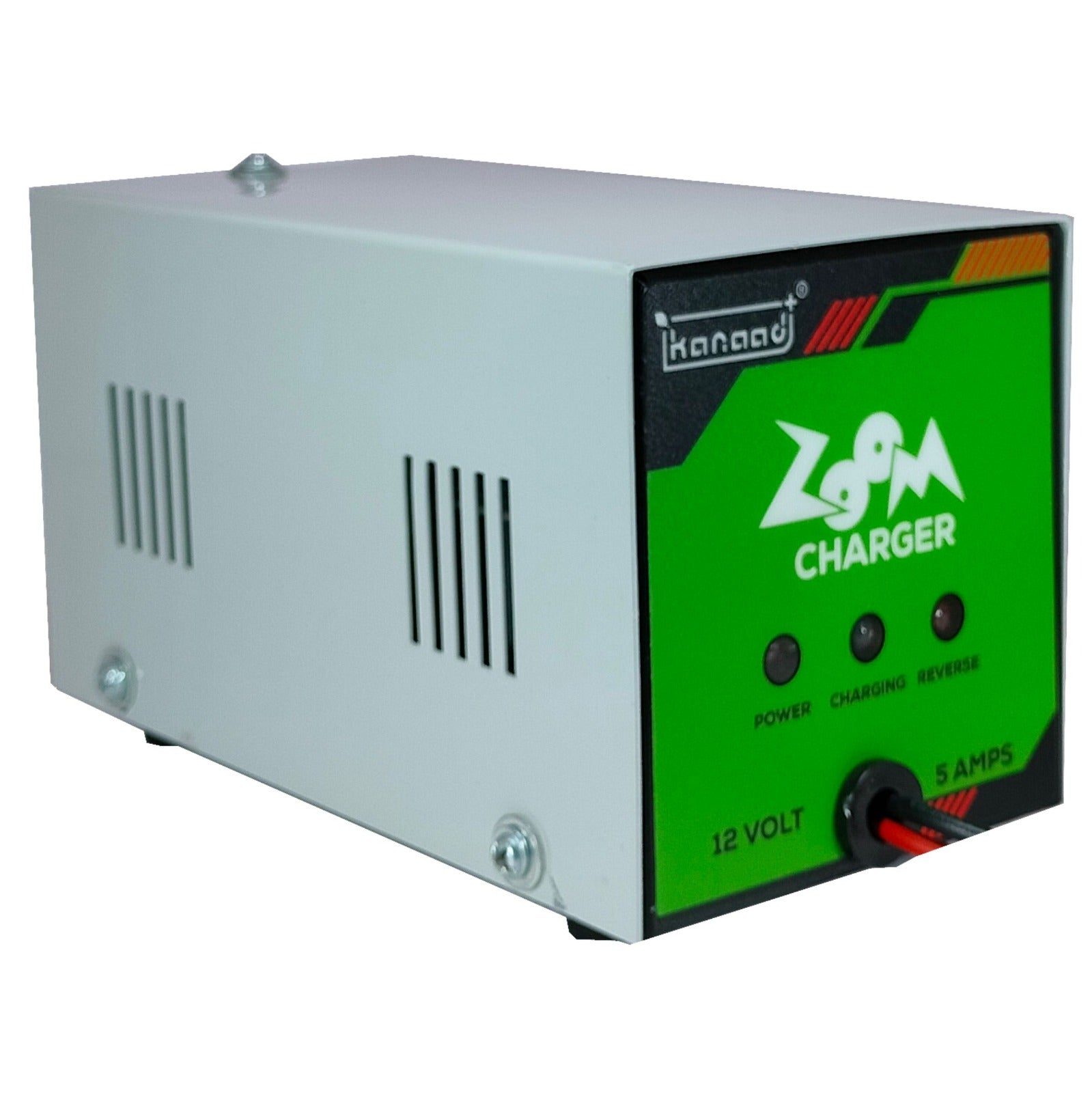 KANAAD® Zoom 12V 5A Smart Battery Charger for Car, Bike, Inverter - Automatic Cutoff, Reverse Polarity Protection, Compatible with Lead Acid & Maintenance-Free Batteries