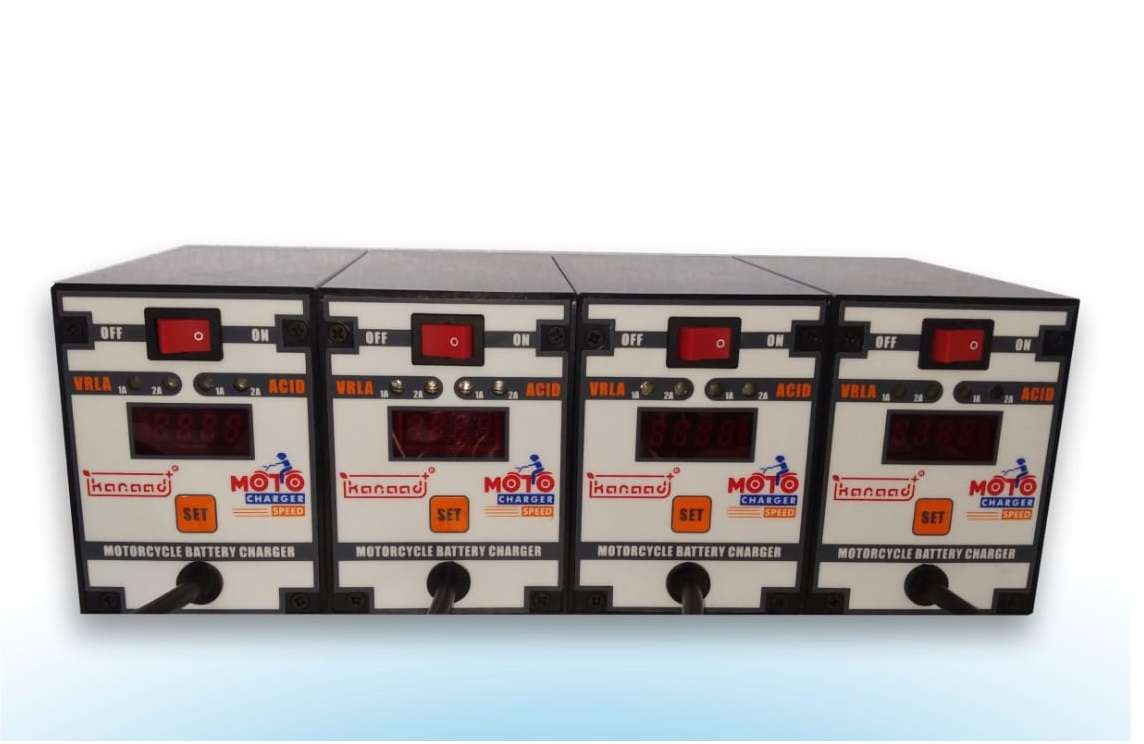 Kanaad® Moto Speed - Fully Automatic 1A and 2A Motorcycle VRLA Battery Charger for 2.5Ah to 14Ah with Digital Display