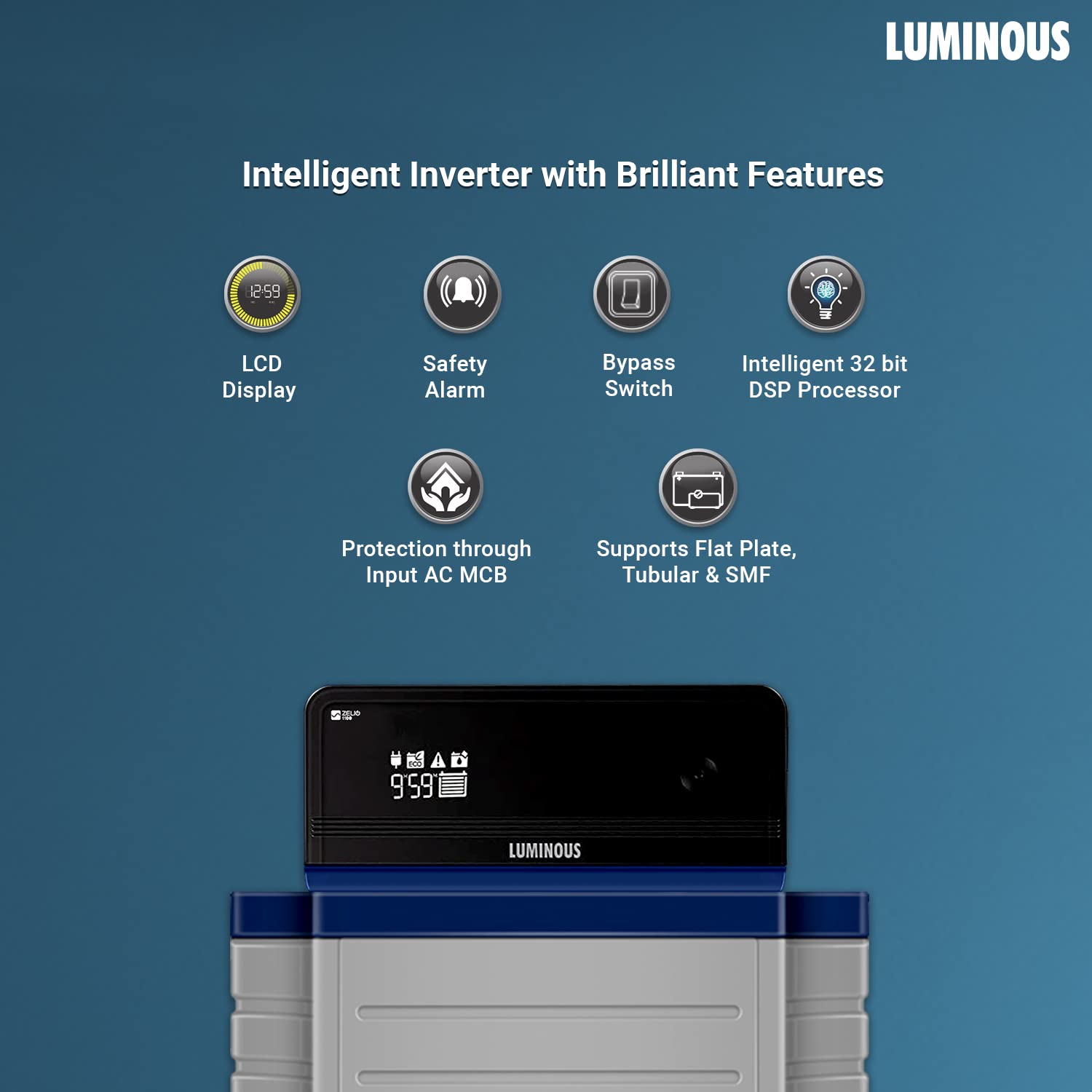 LUMINOUS ZELIO 1100 + RC18000 150AH BATTERY + TROLLEY (Optional)