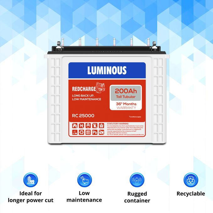 LUMINOUS BATTERY 200 AH - RC25000