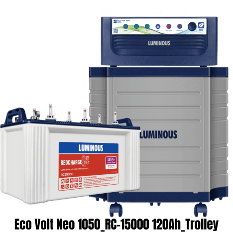 LUMINOUS ECO VOLT NEO 1050 + RC15000 120AH BATTERY + TROLLEY (Optional)
