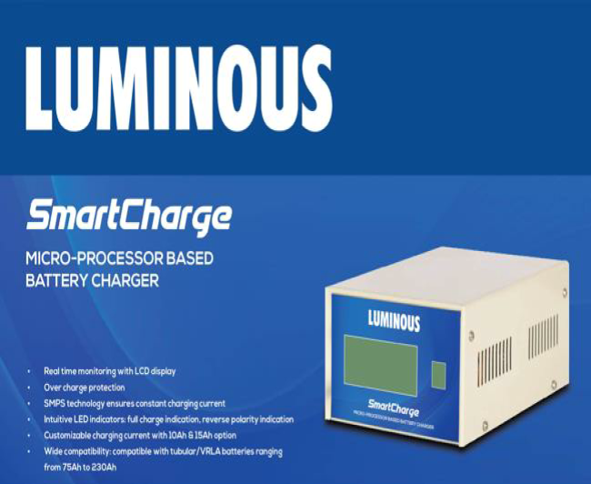 Luminous SmartCharge 12V 10-15 Amp Battery Charger for Lead Acid Battery |
